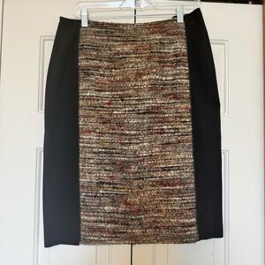 Lafayette 148 Black and Brown Wool Blend Skirt